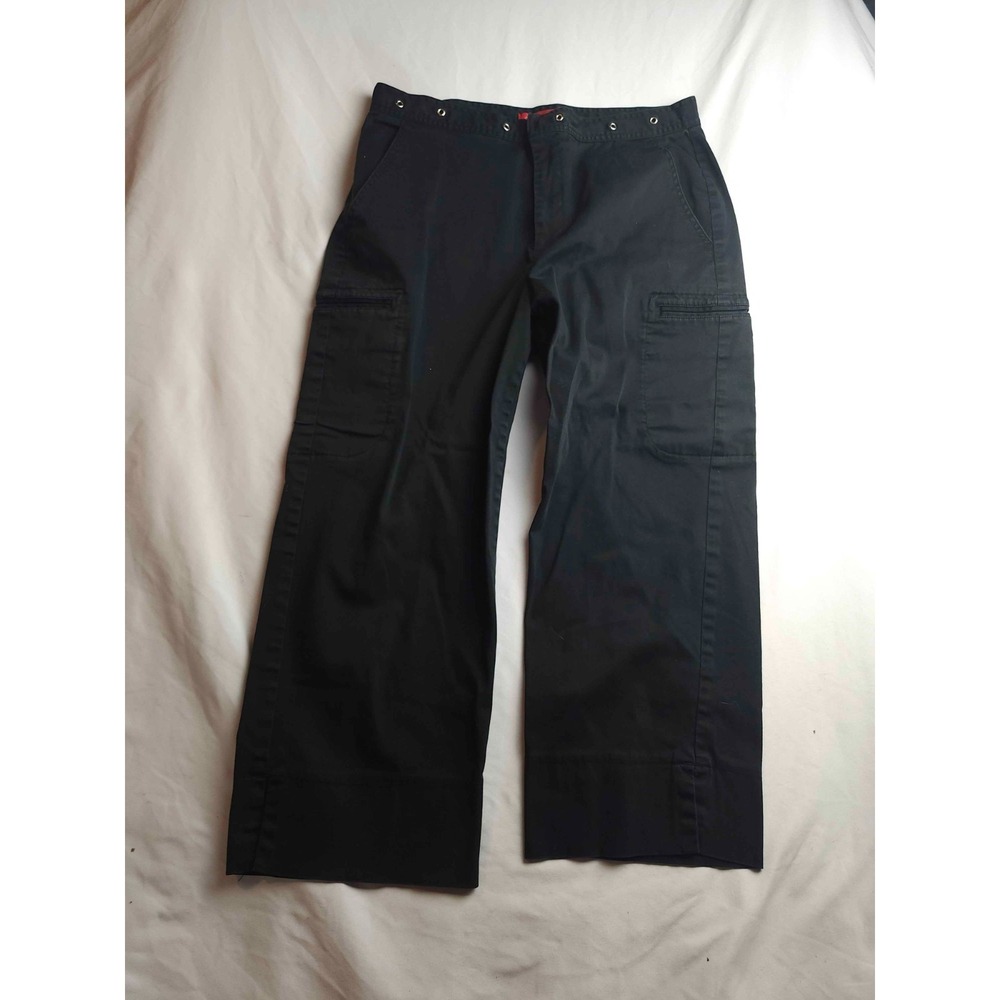 Gloria Vanderbilt Cargo Pants Womens 12 Black Utility Techwear Cropped Casual‎